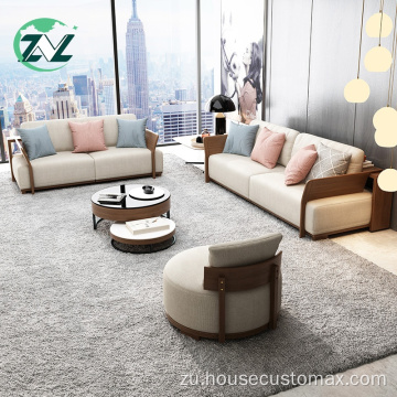 I-Linen Fabric Sofa Set Solid Wood Sectional Sofa